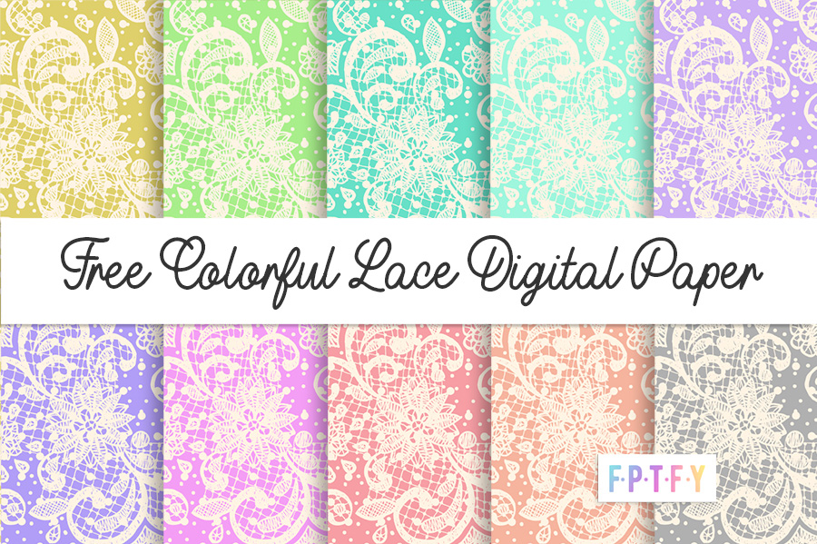 Free Colorful Lace Digital Paper