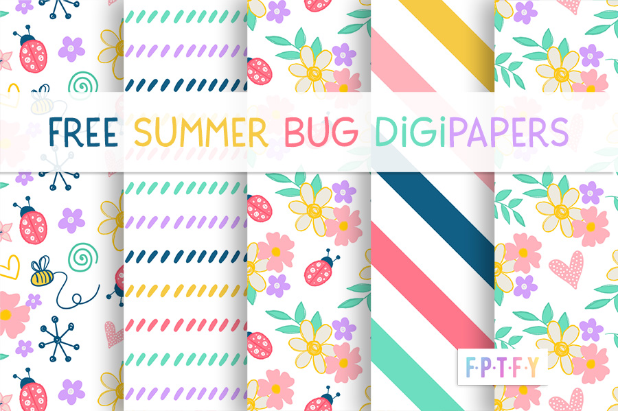 Free Summer Bug Pretty Digital Papers