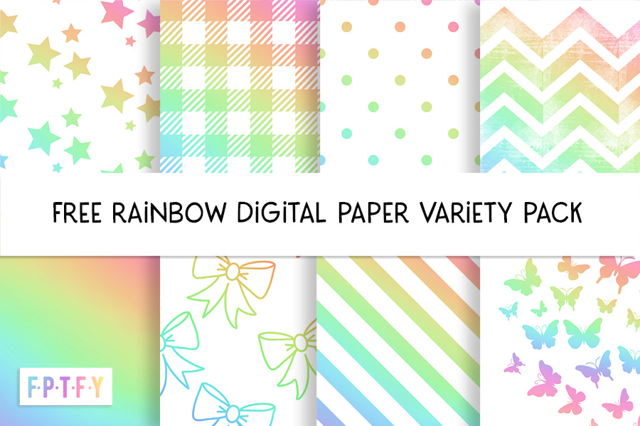 Free Rainbow Digital Scrapbooking Paper Variety Pack