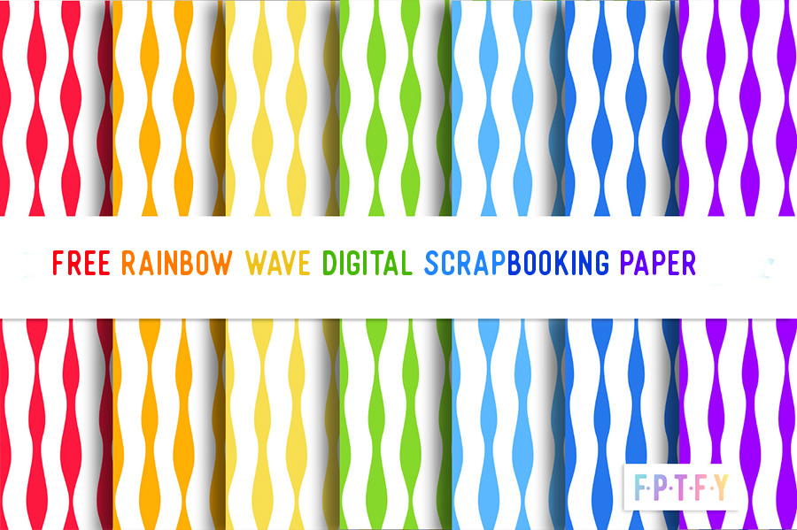 Free Rainbow Wave digital Scrapbooking Paper