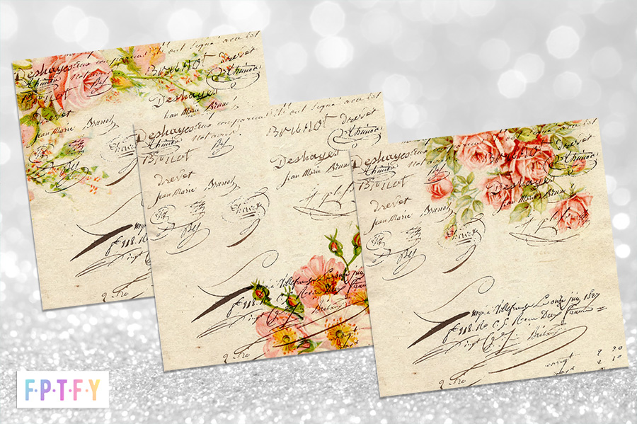 Free Romantic French Document Digital Scrapbooking Paper