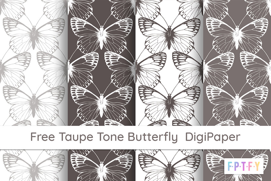 Free Taupe Tone Butterfly Digital Scrapbooking Paper