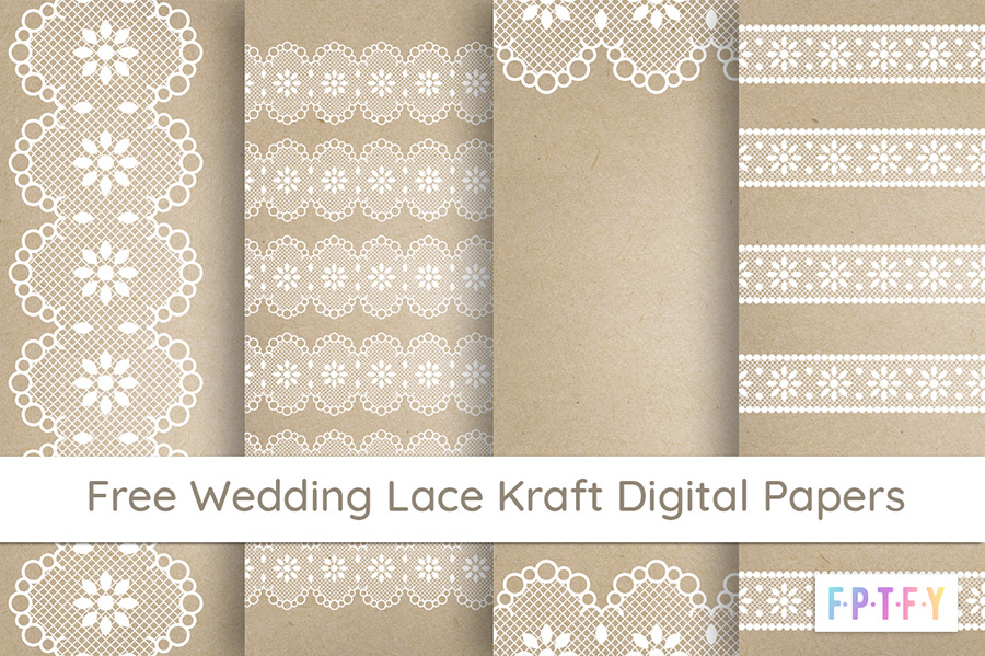 free wedding lace kraft digital scrapbooking paper