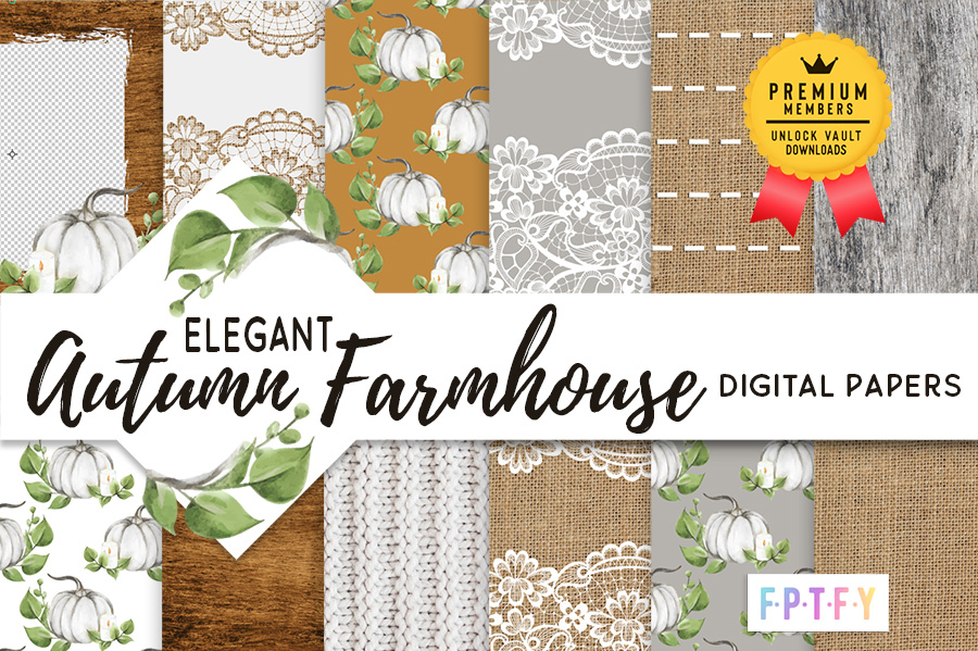 Elegant Autumn Farmhouse Digital Scrapbooking Paper