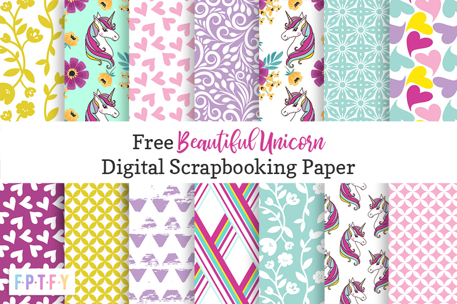 Free Beautiful Unicorn Digital Scrapbooking Paper