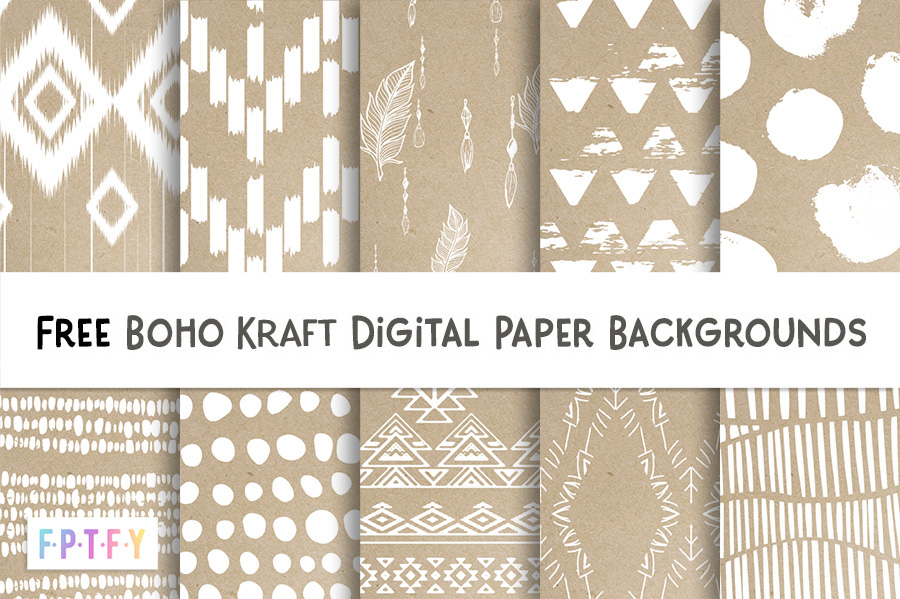 Free Boho Kraft Digital Paper Backgrounds