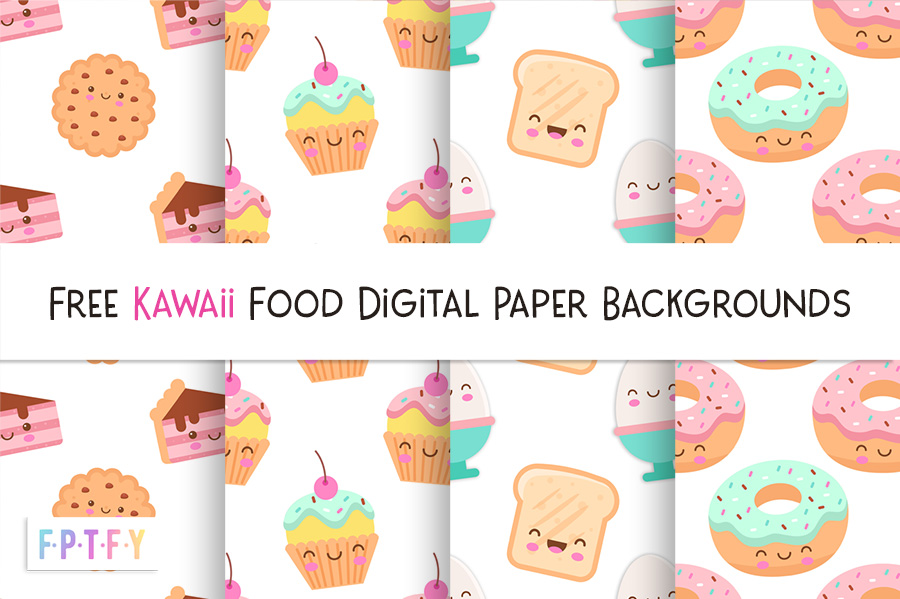 Free Kawaii Food Digital Scrapbooking Paper Backgrounds