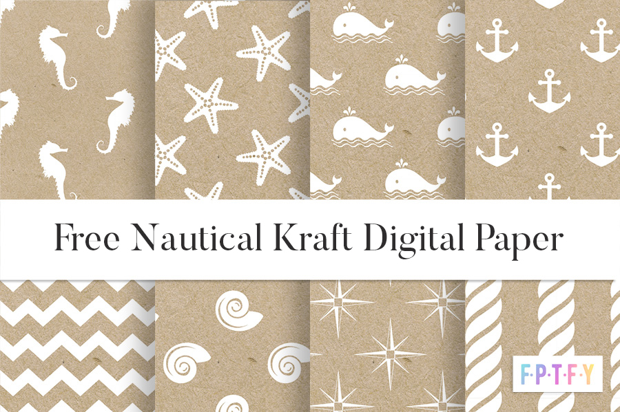 Free Nautical Kraft Digital Paper