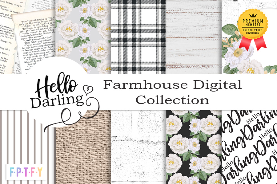 Farmhouse Digital Scrapbooking Paper Hello Darling