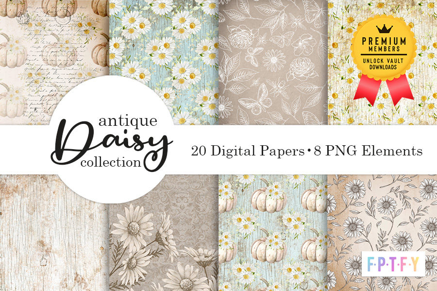 Antique Daisy Digital Paper