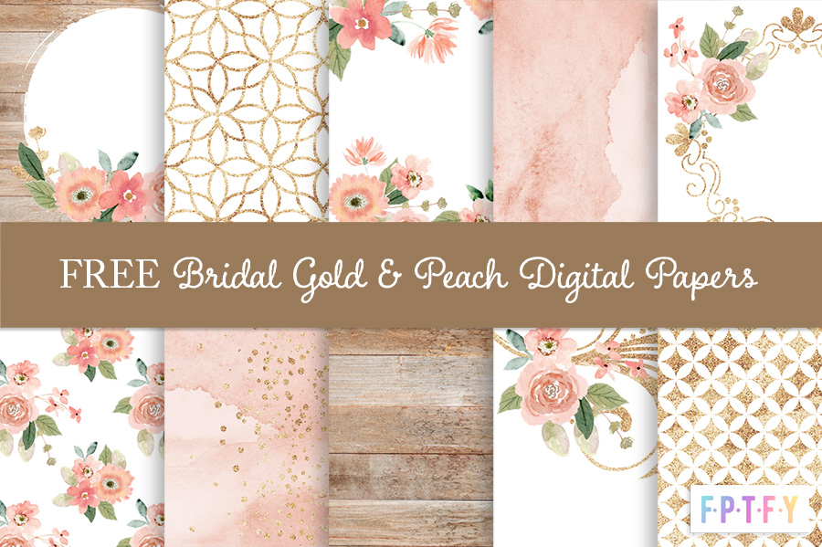 Free Bridal Gold Peach Digital Paper