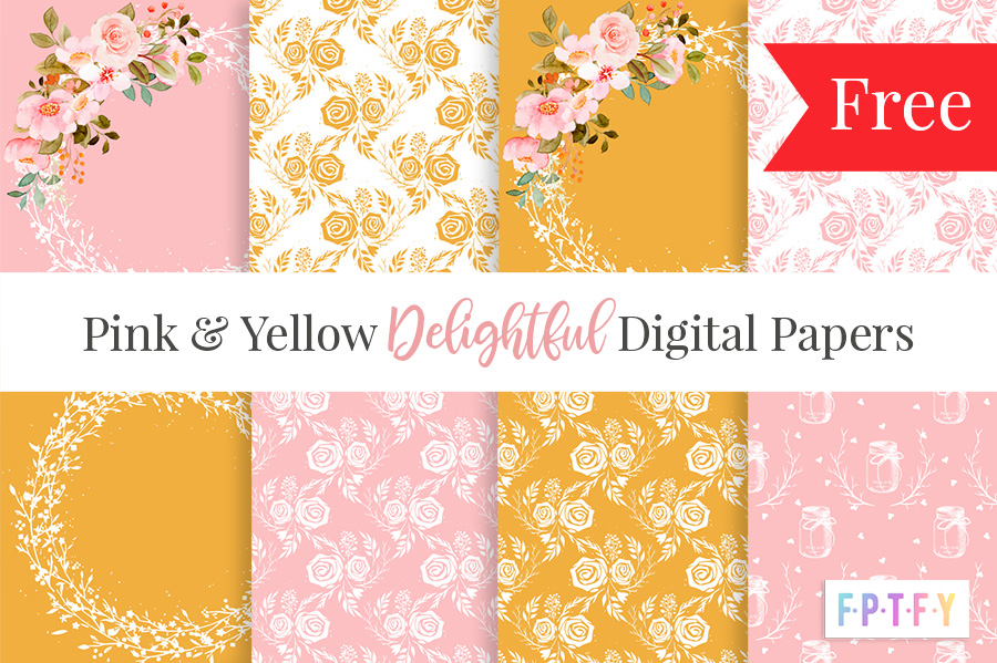 Free Pink and Yellow Delightful Digital Papers