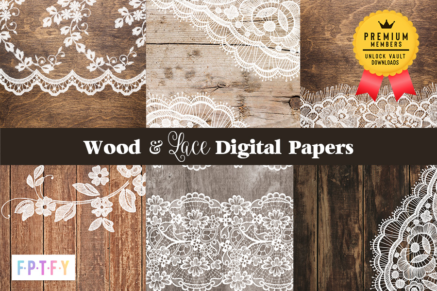 Wood and Lace Digital Paper