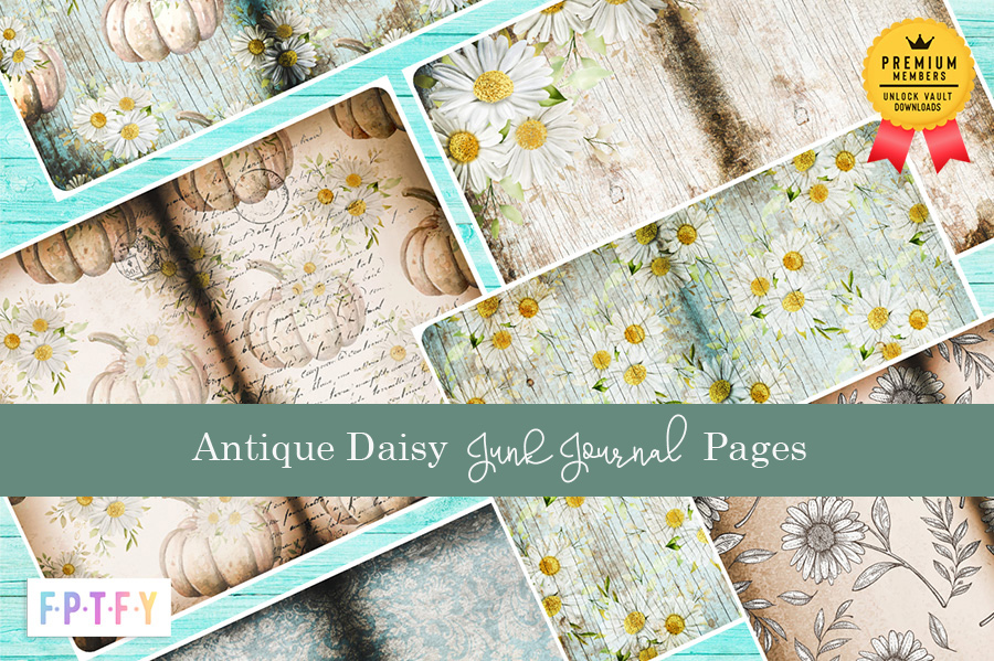 Antique Daisy Junk Journal Pages