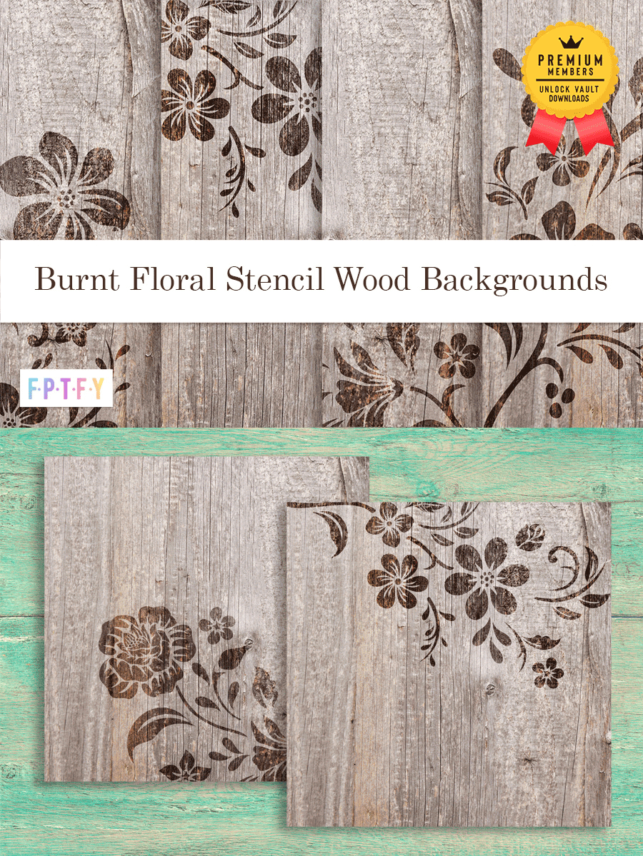 4 Burnt Floral Stencil Wood Digital Backgrounds Free Pretty Things