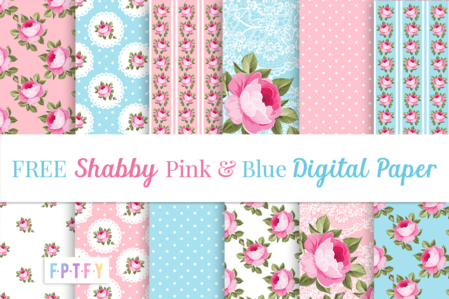 Free Shabby Pink Blue Digital Paper