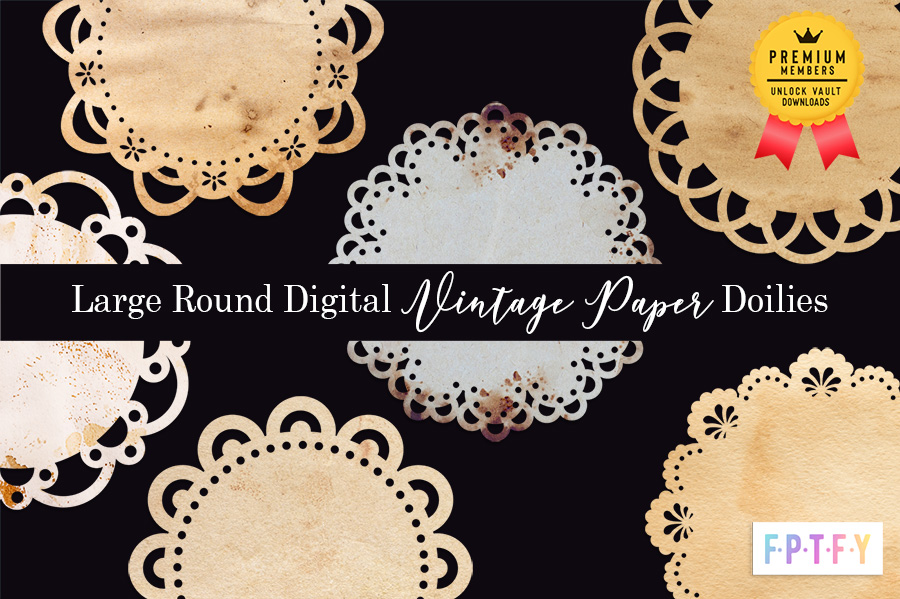 Large Round Digital Vintage Paper Doilies