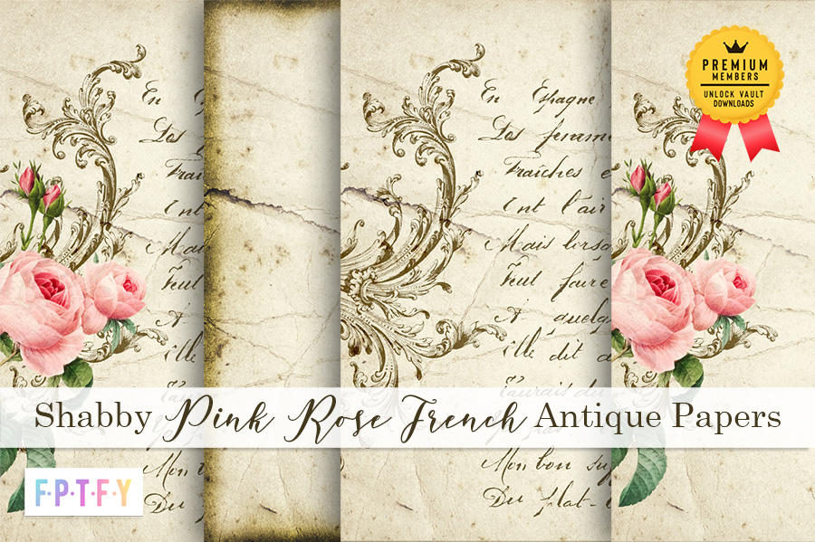 Shabby Pink Rose French Antique Papers