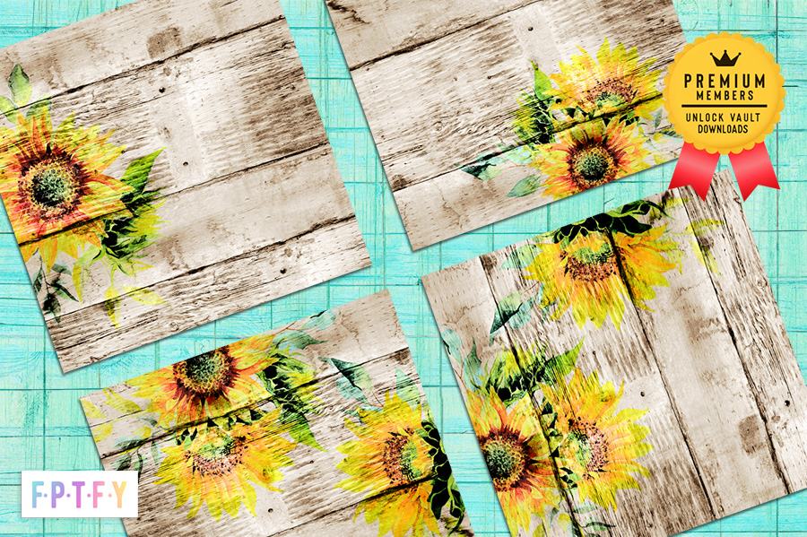 Beautiful Sunflower Digital Paper Backgrounds