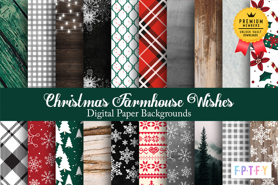 Christmas Farmhouse Wishes Digital Papers