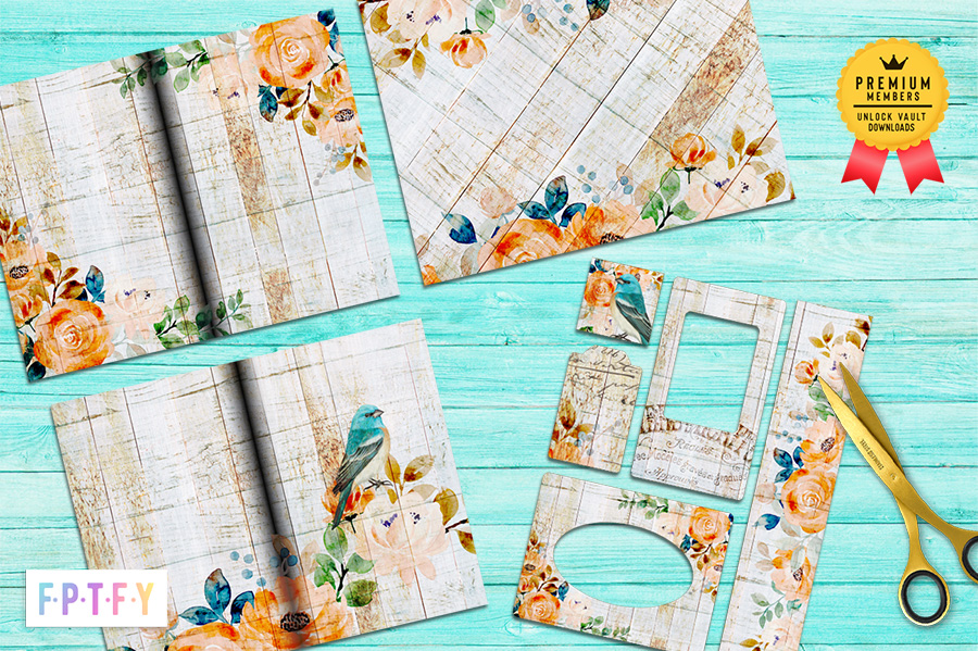 19 Floral Peach Watercolor Digital Paper Junk Journal Collection