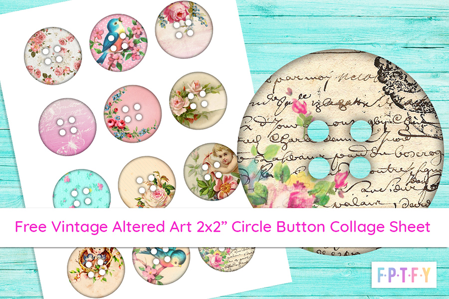 Free Vintage Altered Art Button Collage sheet