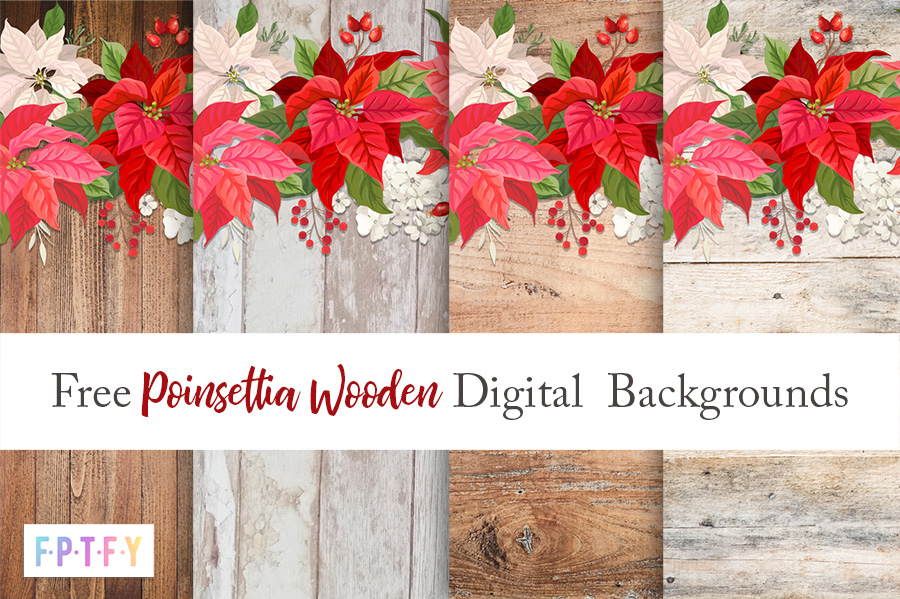 Free Poinsettia Wooden Digital Backgrounds