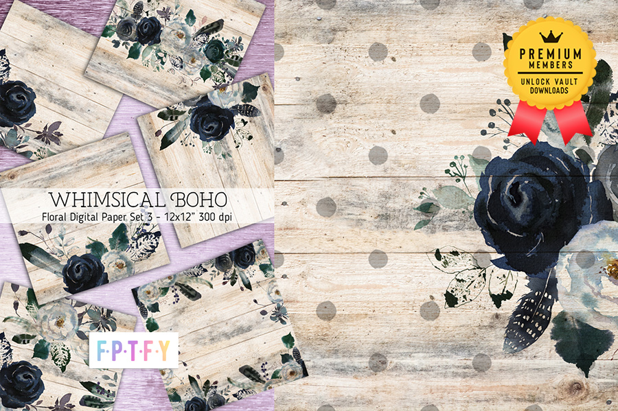 Winter Boho Floral Digital Papers