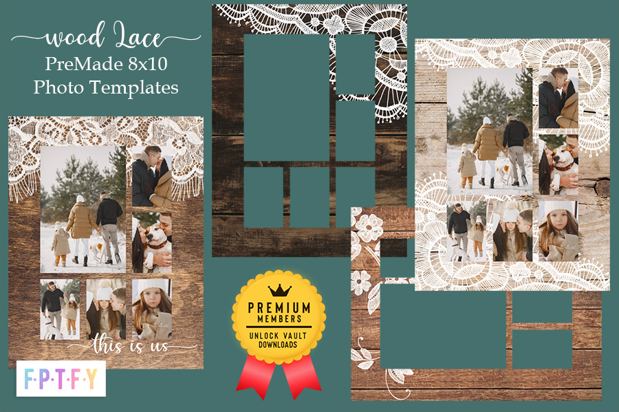 Wood Lace Premade Photo Collage Template