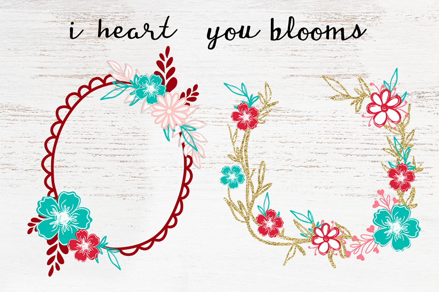Free I Heart You Blooms Graphics