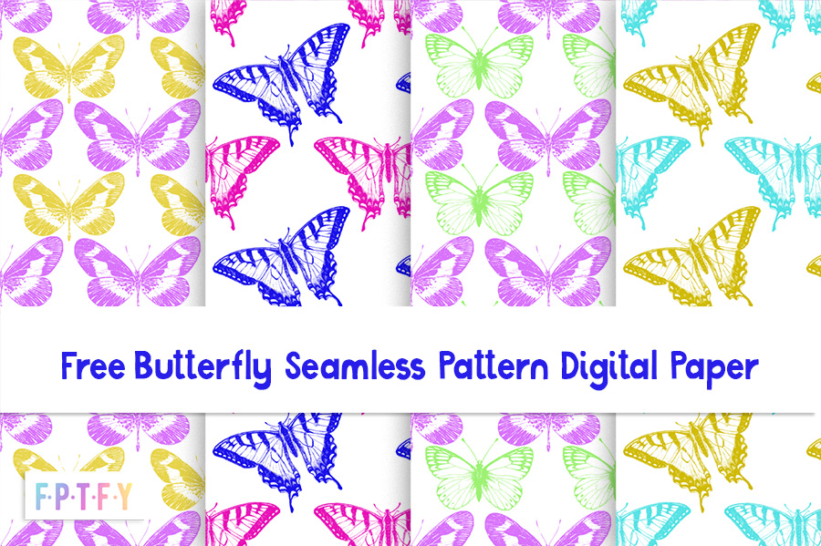 Free Butterfly Seamless Pattern Digital Paper