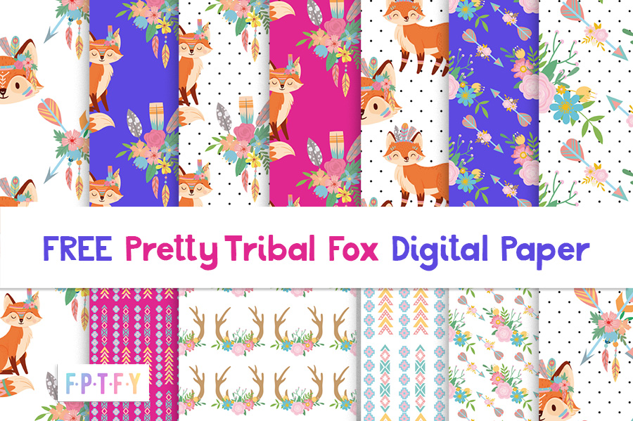 Free Pretty Tribal Fox Digital Paper