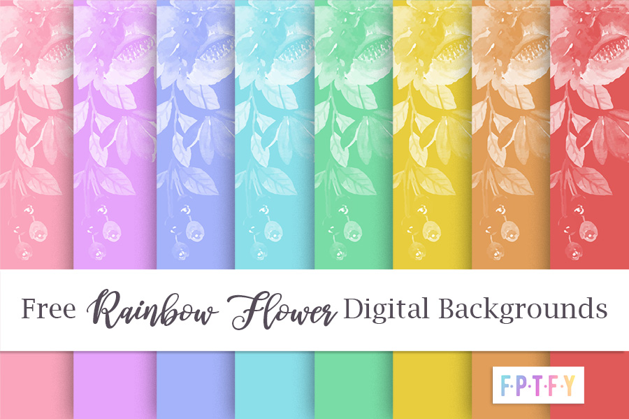 Free Rainbow Flower Digital Backgrounds