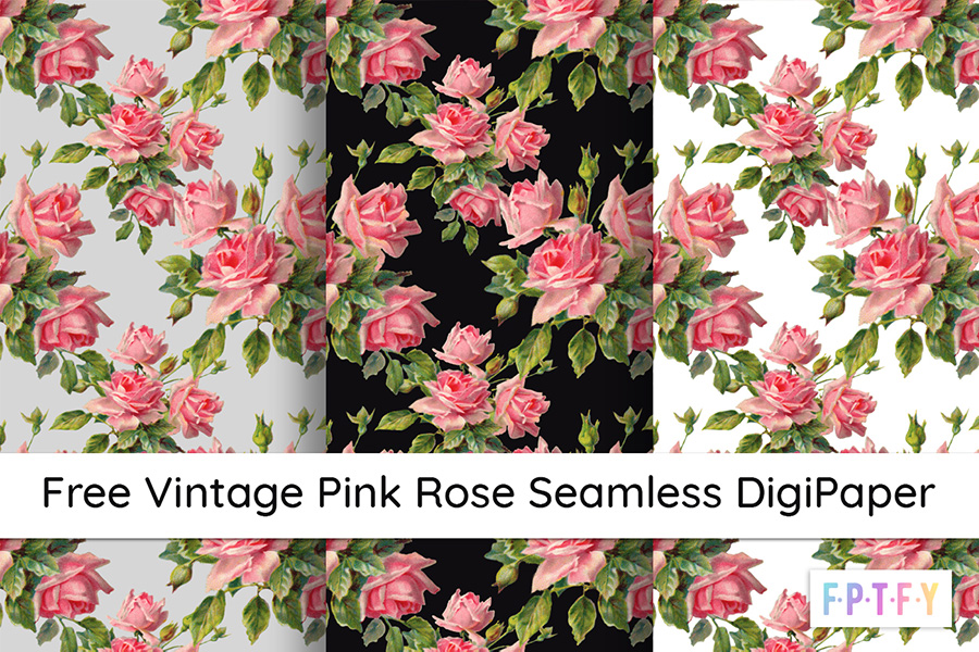 Free Vintage Pink Rose Seamless DigiPapers