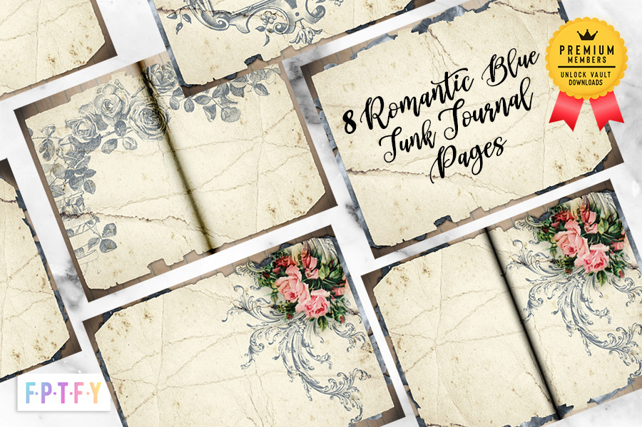 Romantic Blue Junk journal Pages