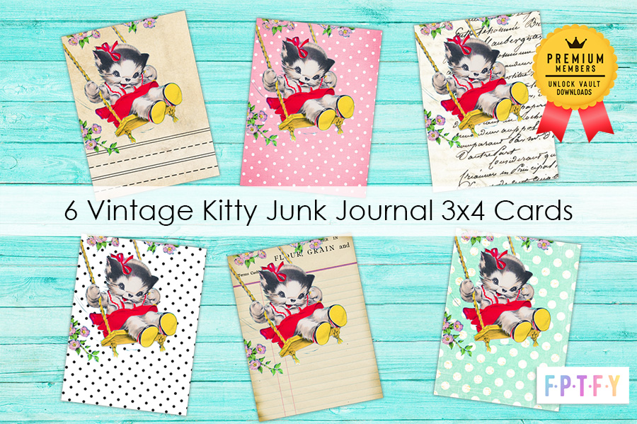 Vintage Kitty Journal 3x4 Cards