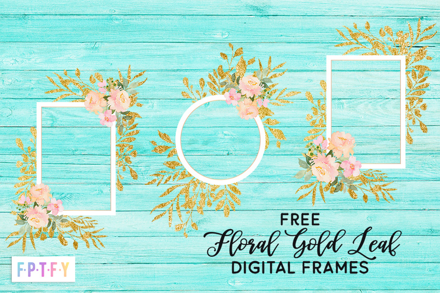 Free Floral Gold Leaf Digital Frames