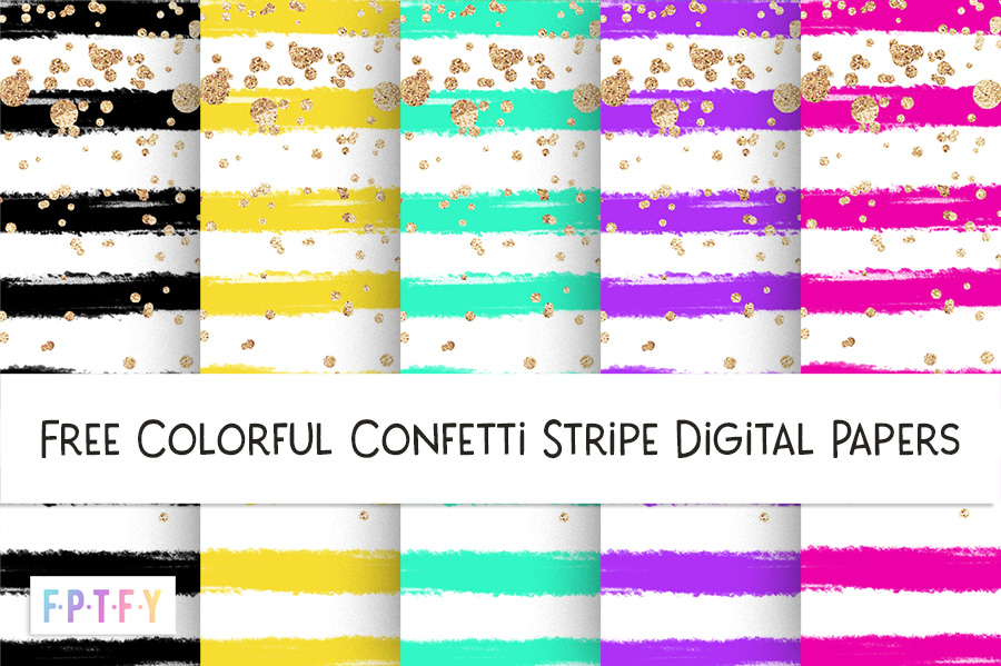 Free Colorful Confetti Stripe Digital Paper