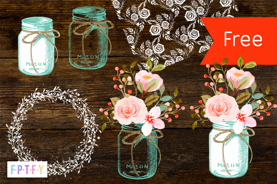 Free Mason Jar Flower Clip Art