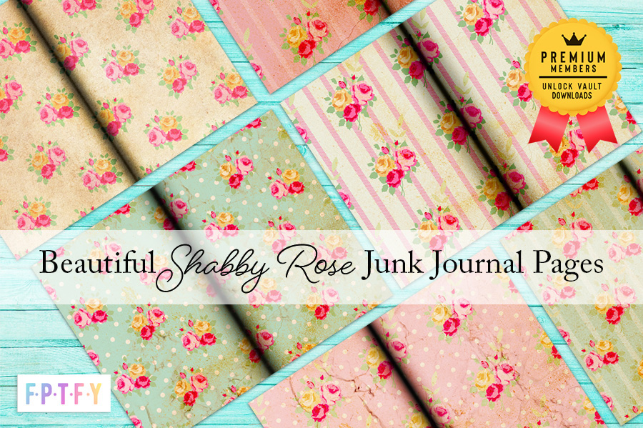 Shabby Rose Pink and Teal Digital Junk Journal Pages