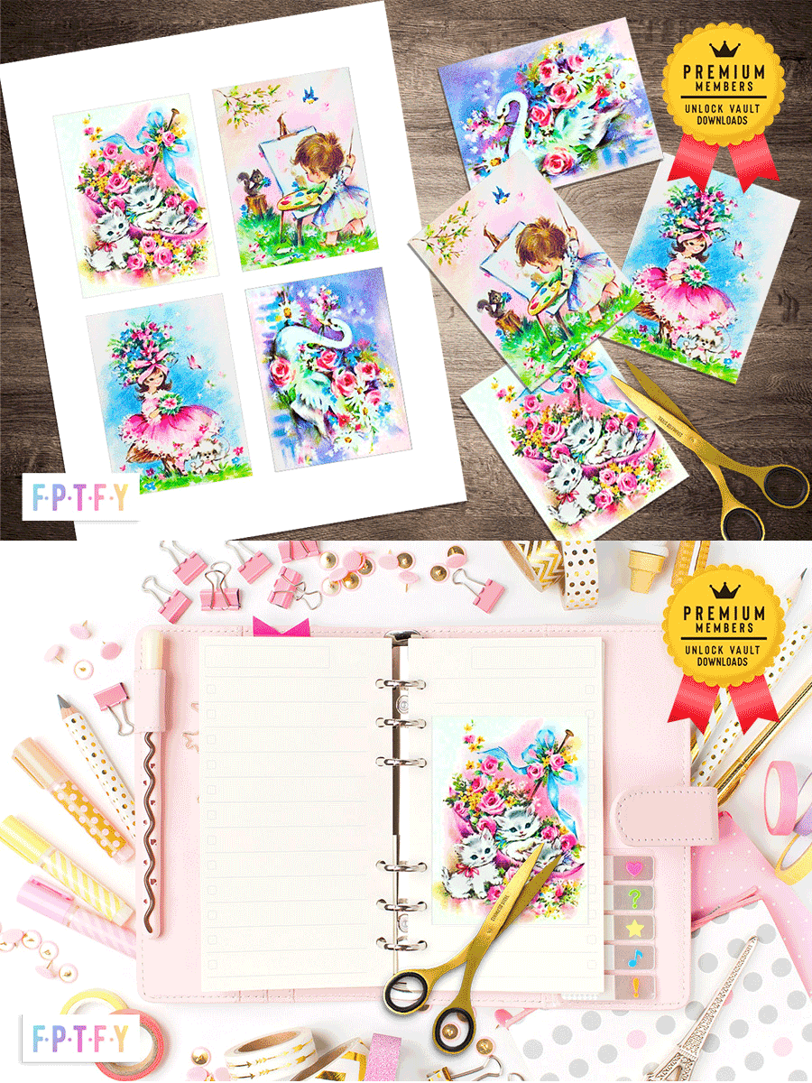 Vintage Kawaii 3x4 images Free Pretty Things For You