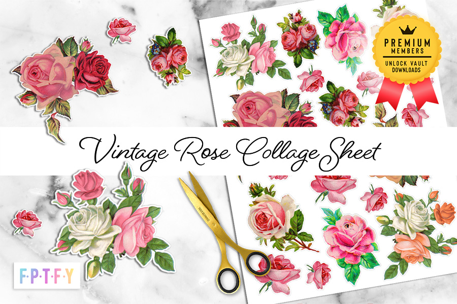 Vintage Rose Collage Sheet