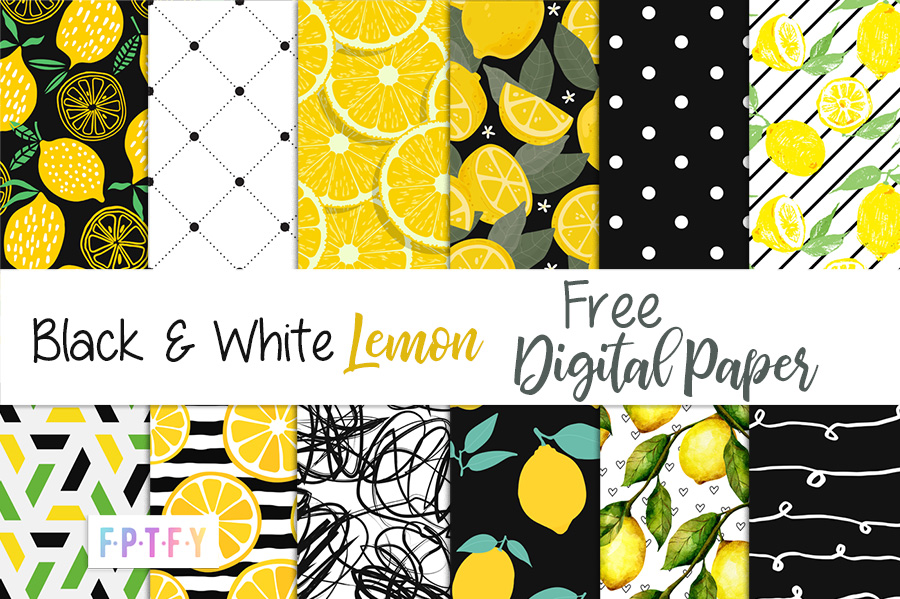 Black and White Lemon Digital Papers