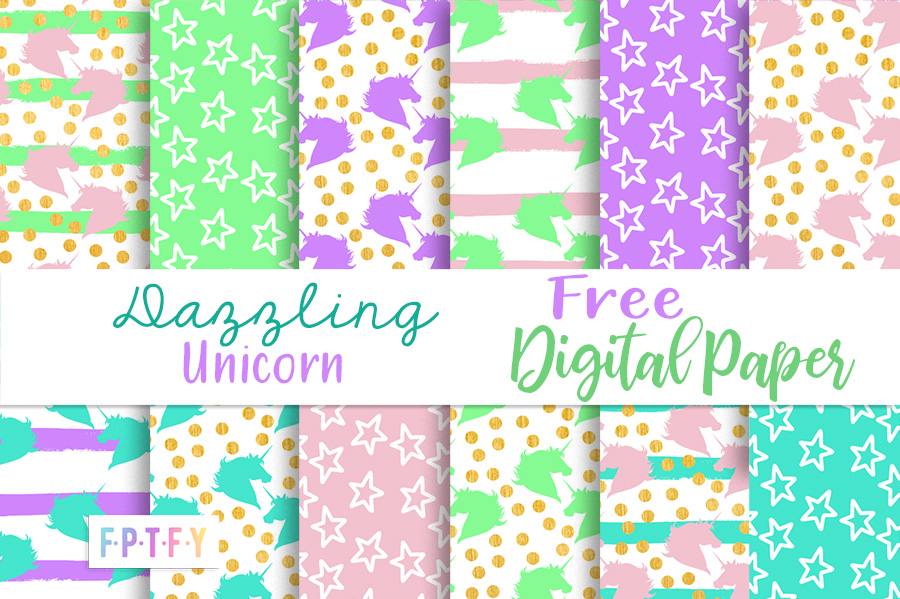 Free Dazzling Unicorn Digital Papers