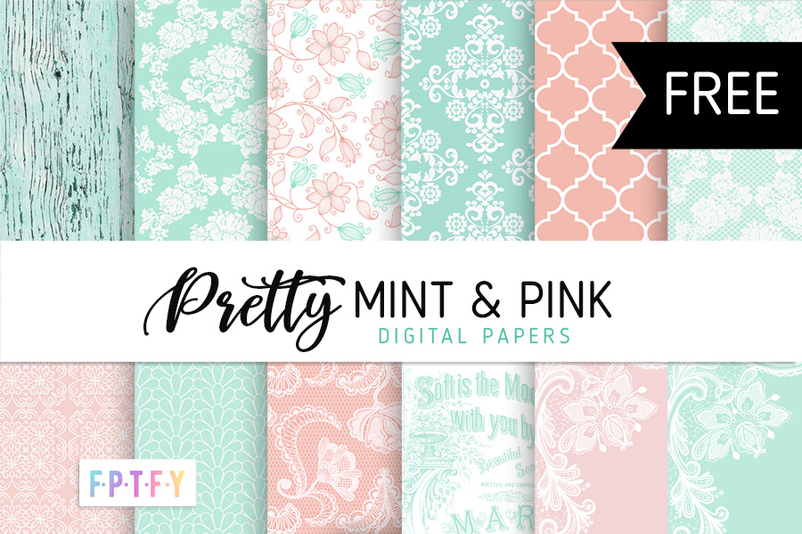 Free Pretty Mint and Pink Digital Papers