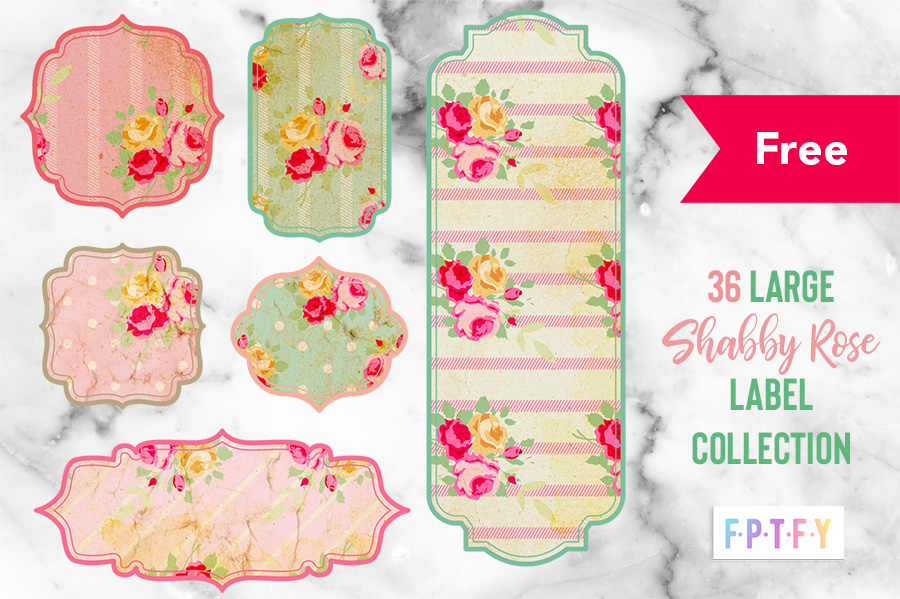 36 Free Large Shabby Rose Label Collection