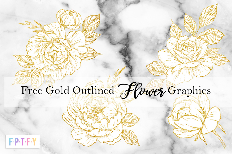 Free Gold Outlined Flower Graphics