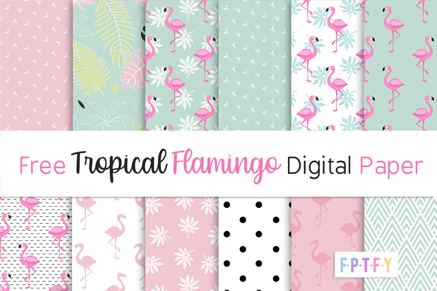 Free Tropical Flamingo Digital Paper