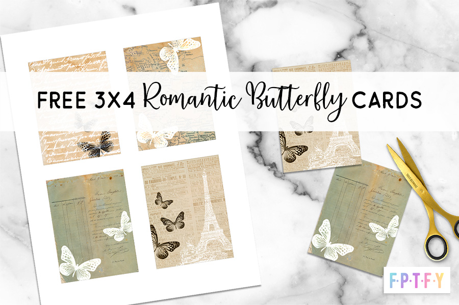 Free 3x4 Romantic Butterfly Cards