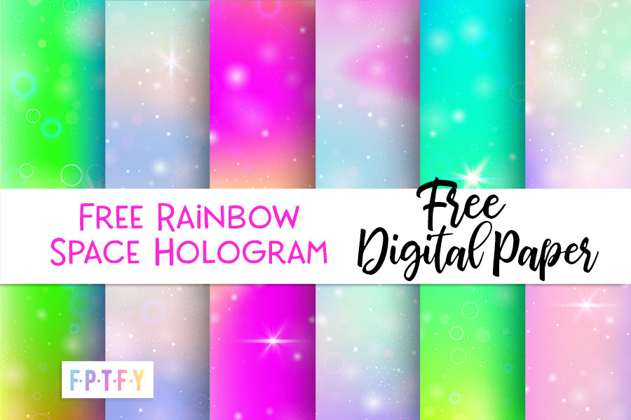 Free Rainbow Space Hologram Digital Papers